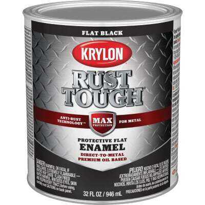 Krylon Rust Tough Oil-Based Flat Rust Control Enamel, Black, 1 Qt.