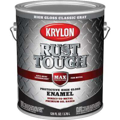 Krylon Rust Tough Oil-Based Gloss Rust Control Enamel, Gray, 1 Gal.